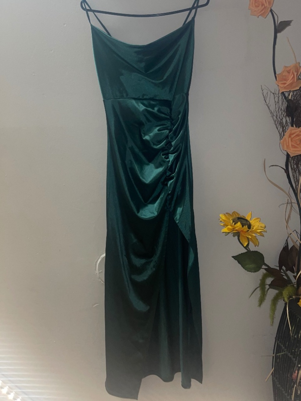 Popular 21 Green Satin Maxi dress Size M